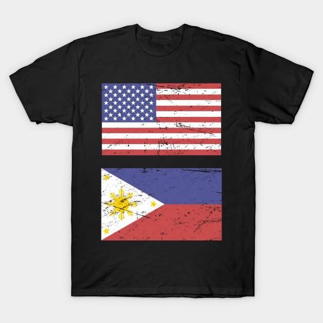 United States Flag & Philippines Flag T-Shirt by MeatMan